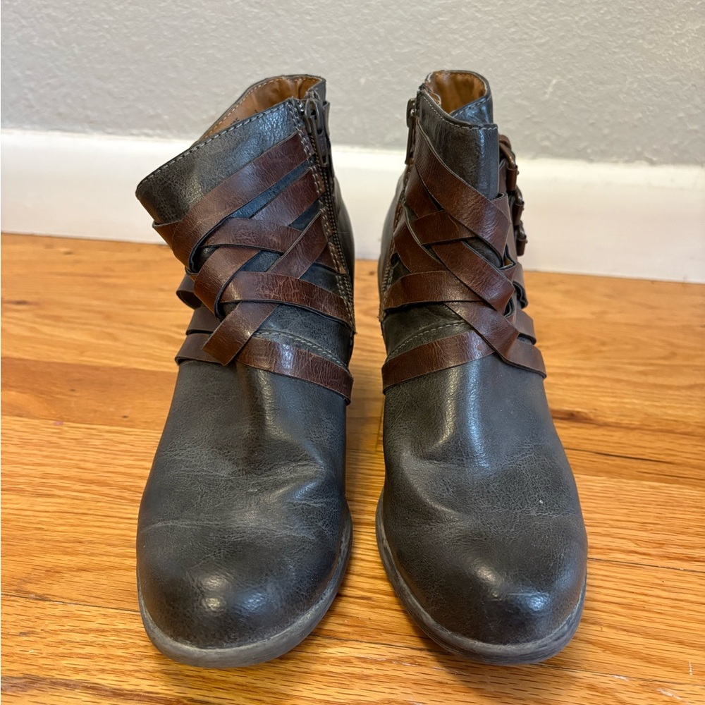 Elegant Black and Brown Ankle Booties